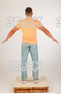 Whole body orange tshirt light blue jeans of Harold 0013